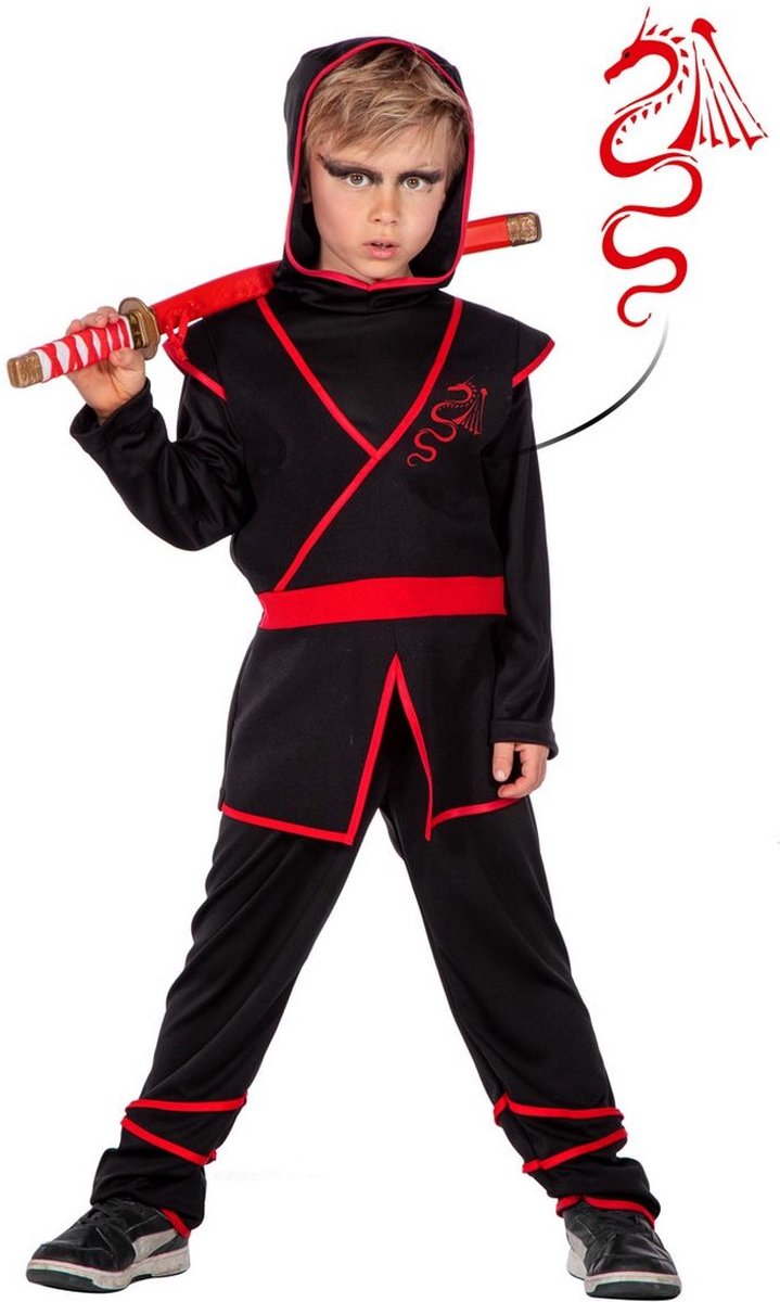 Ninja & Samurai Kostuum | Brad Lee Ninja | Jongen | Maat 128 | Carnavalskleding | Verkleedkleding